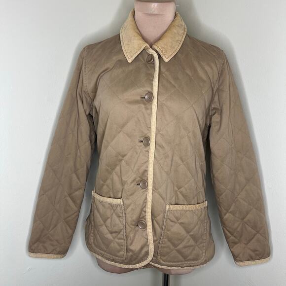 Eddie Bauer Jackets & Blazers - Eddie Bauer Quilted Jacket Medium Womens Corduroy Collar Cotton Floral Button Up